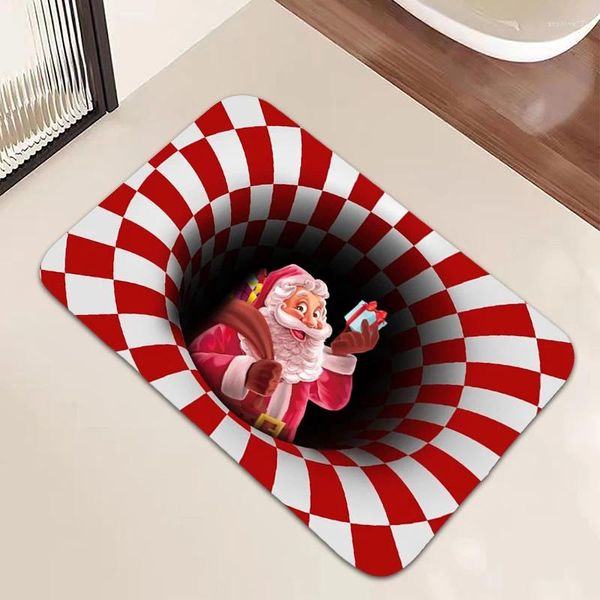 Tapis de cuisine tapis pour chambre créative 3d trou noir visual de Noël imprimé de Noël de salle de bain mignon de chambre de salle de bain de salle de bain tapis paillasson