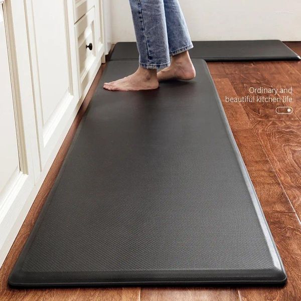 Tapis de cuisine tapis de sol étanche imperméable anti-l'huile anti-fouling long épaissis de méning en cuir PU ménage non glissant peut être broussailleux