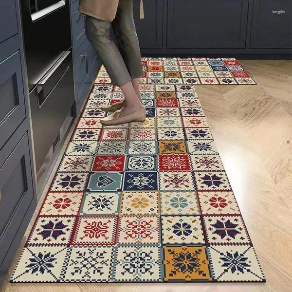 Carpets Cuisine Mattes de plancher ménagers longs tapis d'eau absorbant huile non glissée à pied répulsif étanche diatomacée