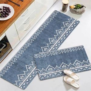 Juego de alfombrillas de cocina, alfombra azul, antideslizante, absorbente, para baño, baño, dormitorio, sala de estar, felpudo de entrada, decoración moderna para el hogar