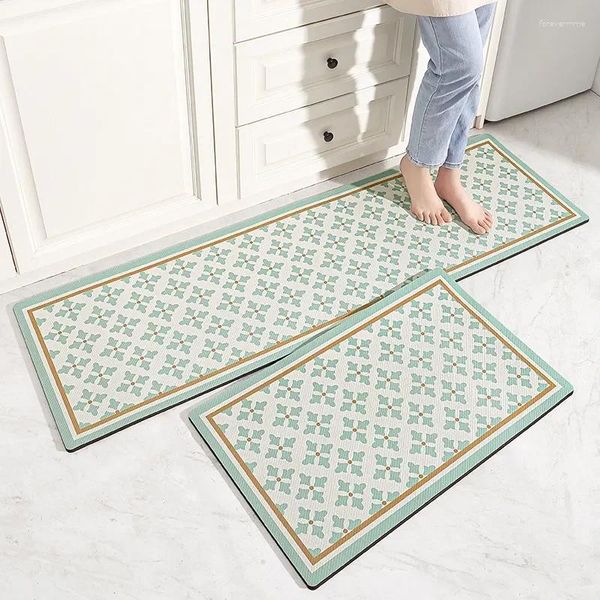 Tapis de cuisine antidérapants, imperméables, résistants à l'huile, anti-salissure, longs pieds, pour allée domestique, cuir épais