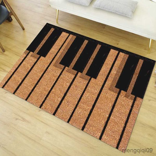 Tapis Cuisine Paillasson en Fibre de Caoutchouc Antidérapant Salon Motif de Piano Paillasson Tapis de Sol Tapis Tapis de Pied 4 Tailles Disponibles Tapis Fini R230720