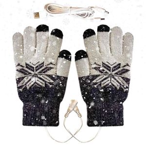 Teppiche gestrickte Handschuhe USB erhitzte Winter Vollfä Fästerstoffe Hand wärmere Männer Frauen verdicken Radsportschnee Skifahren