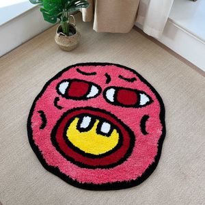 Tapis LAKEA Cherry Bomb Tapis Rose Fait Main Tufté Tapis Chambre Décor Kawaii Tapis Petits Tapis pour Chambre Dessin Animé Cercle Poinçon Aiguille Tapis