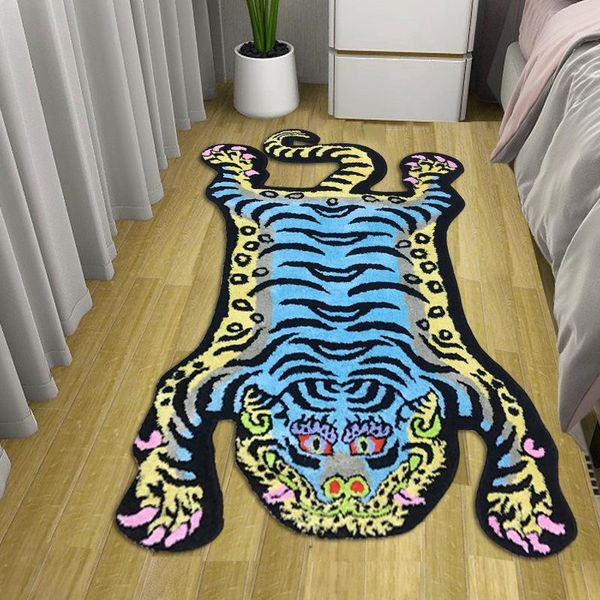 Tapis Grand 150x90cm Tapis Tigre Tapis Moelleux Chambre d'enfants Tapis de Sol en Peluche Salle de Bain Paillasson Absorbant antidérapant Tapis de ChevetTapis