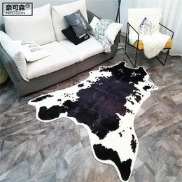 Alfombras Tamaño grande 150x200 cm Vaca negra Impreso Cuero de piel de piel de piel de piel antideslizante Alfombra antideslizante Alfombra con estampado animal para el hogar 2