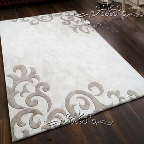 Carpets Dernier tapis de mode européen blanc gris du salon Rectangle de chambre à coucher