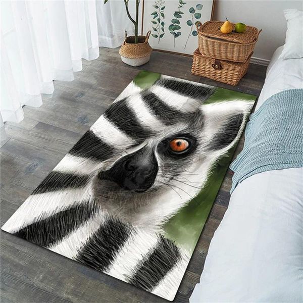 Alfombras Lemur Rug 3D Impreso antideslizante Mat Comedor Sala de estar Dormitorio suave Alfombra 04