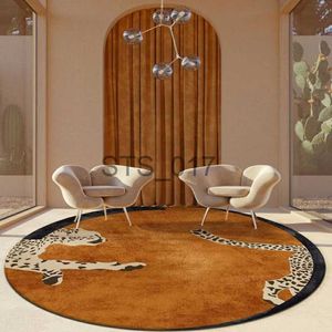 Tapis imprimé léopard, décoration de chambre à coucher, tapis rond, doux et moelleux pour salon, moderne et minimaliste, tapis de sol antidérapant pour la maison x0829