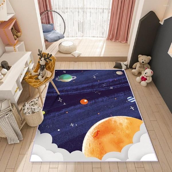 Tapis LIDALL_1 Bleu Foncé Espace Univers Étoile Tapis Doux Salon Chambre d'Enfant Chambre Maison Entreprise Décor. Tapis