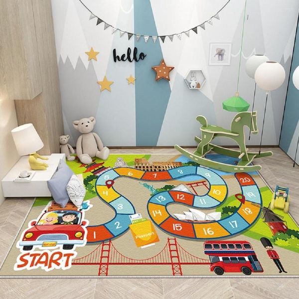 Alfombras LIDALL_1 Flight Chess Game Mat Travel Around The World Sala de estar Kid Room Dormitorio Home Business Decor Alfombra Alfombra