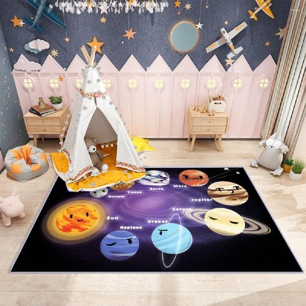 Alfombras LIDALL_1 Sol Tierra Luna Ocho planetas en el sistema solar Alfombra suave Sala de estar Habitación para niños Dormitorio Hogar Decoración comercial. Alfombra