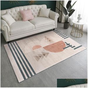 Tapis Light Luxury El Style Girl Tapis Rose Motif abstrait géométrique pour salon Chambre douce et confortable Livraison directe Ho Otuop