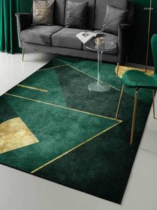 Tapijten Licht Luxe Emerald Dark Green Simple Golden Geometric Living Room Slaapkamer Bedkast Tapijtbodem Mat Maatalisatie762028888