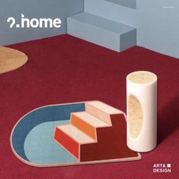 Tapis léger luxe géométrique Morandi art abstrait tapis salon chambre chevet tapis de sol absorbant bohème turc tapis