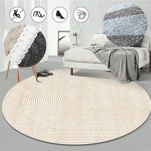 Tapis Tapis rond de luxe léger abstrait chambre décor tapis commode chaise d'ordinateur tapis de salon antidérapant maison balcon doux épais tapis 231216