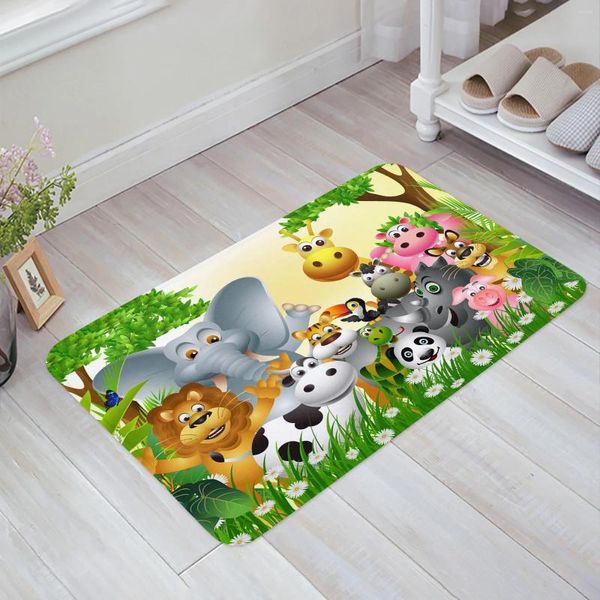 Alfombras Elefante Lion Tigre Jirafa Caricatura Cocina de animales Desarrollo de dormitorio Piso de la alfombra Alfombra Metera alfombra del hogar Decoración del hogar