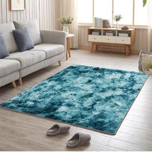 Tapis liste tapis nordique tie-dye salon Table basse tapis filet rouge lit côté couverture moderne Simple peluche épaississement tapis