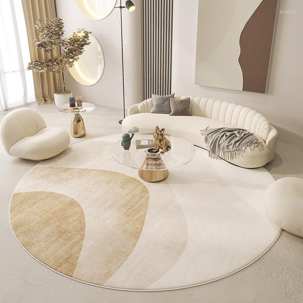 Tapis Salon Tapis IG Minimalisme Décoration De La Maison Lumière Luxe Grande Surface Tapis Rond Confortable Doux Antidérapant Table Basse Tapis