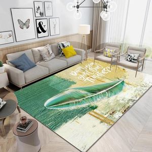Tapis salon plume paysage tapis 6mm Ultra-mince moderne tapis Table basse chambre lavable Yoga Pad accessoires pour la maison