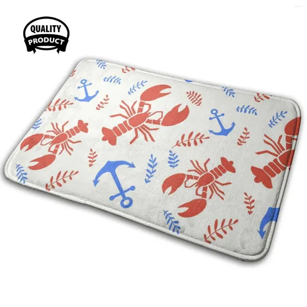 Tapis Homard L Rouge Blanc Et Bleu Motif Tapis De Porte Confortable Tapis Tapis Coussin Ancre Drapeau Américain Patriotique