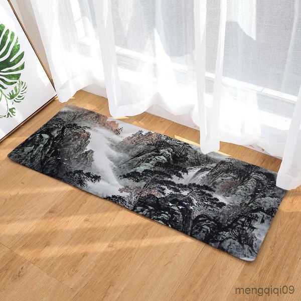 Tapis long tapis de sol tapis de porte montagne et rivière photos cuisine salle de bain tapis antidérapant absorbant l'eau tapis R230728