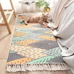 Tapis longs nordiques kilim feuilles tissées à filet