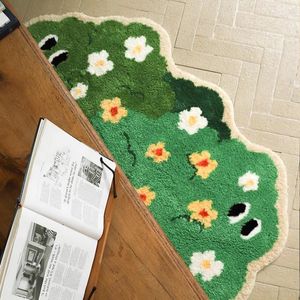 Tapis longs tapis d'herbe touffetés tapis de chambre à coucher plantes moelleuses tapis de salon tapis de sol de chevet paillasson bien rangé esthétique décor à la maison