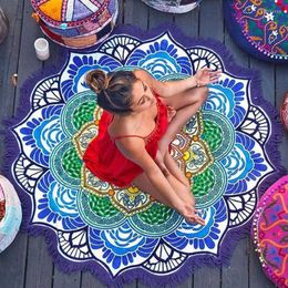 Tapijten lotus mandala ronde deken tapijt tapijt tapijt Tassel strandworp hippie boho yoga mat tafel cover picknick