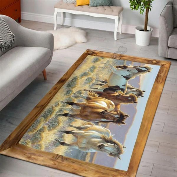 Les tapis aiment le tapis rectangle de cheval 3D partout sur des tapis imprimés tapis antidérapante décoration de maison 05