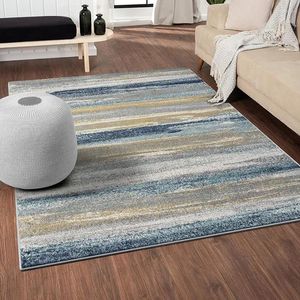 Carpets Luxe Weavers Tapis MODERNE RESPINE RÉSISTANT JAUNE ET BLEU / TIME 9x12