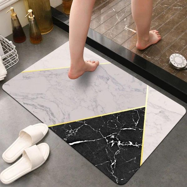 Alfombras Diatom de mármol Luxury Ooze Super Absorción Matera de baño Soft Anti-Slip Domortable Alfombra de baño Hogar fácil de limpiar Mats de las puertas de la habitación del baño