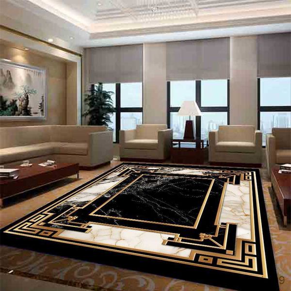 Tapis Marbre Grands Tapis pour Salon Or Décoration De Luxe Chambre Tapis Moelleux Lavable Salon Européen Tables Basses Tapis R230720