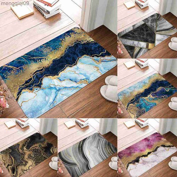 Tapis Marbre Aquarelle Paillasson Chambre Entrée Porte Tapis Doux Polyester Coloré Intérieur Tapis De Sol Tapis Anti-Slip Salle De Bains Tapis R230731