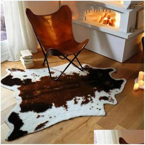 Tapijten mat tapijt Tapijt Koe Cow Animal Print Anti-slip stoelworp woonkamer lounge decor drop levering home tuin textiel dhv1h