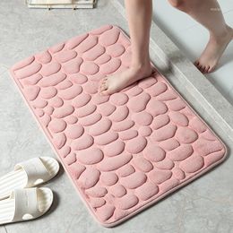 Alfombra antideslizante de espuma viscoelástica con adoquines en relieve para baño en lavabo, bañera, alfombra para suelo lateral de baño, felpudo para cuarto de ducha