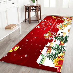 Tapijten Merry Christmas Rug Santa Claus Woonkamer Keuken Anti-slip Tapijt Flanel Floor Mat Doeltjes Buiten Entrance Home Decor