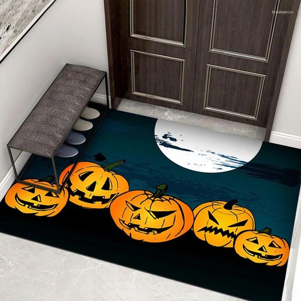 Tapis Midsum Halloween Tapis de salle de bain 3D Lllusion Piège à égouts Paillasson drôle Horreur Festival Fête Décoration Clown Imprimé Plancher