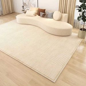 Tapis Minimaliste Crème Style Tapis Grand Salon Décoratif Canapé Tapis Ins Lumière De Luxe Chambre Vestiaire Polyester Maison Tapis De Sol W0413