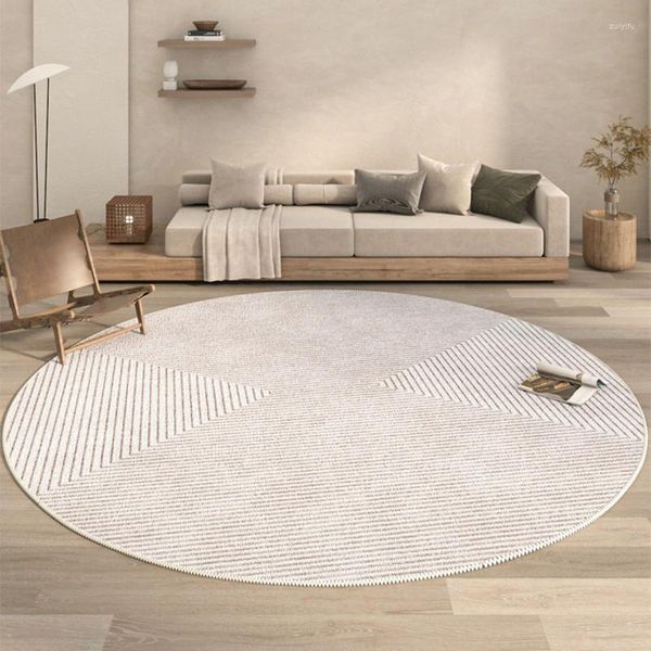 Alfombras minimalistas, alfombra redonda de Color sólido, alfombras decorativas grandes para sala de estar, sofá, dormitorio, mesa de comedor, alfombrillas de poliéster para el hogar