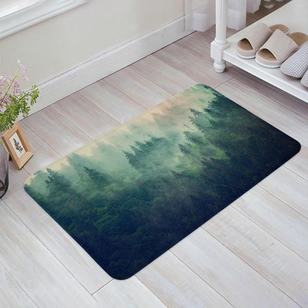 Tapis brumeux montagnes forêt tapis de sol porte d'entrée salon cuisine tapis antidérapant tapis salle de bain paillasson décor à la maison