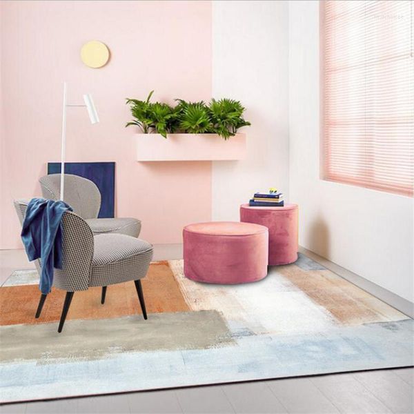 Tapis moderne abstrait Art aquarelle jaune rose tapis zone pour salon chambre étude tapis antidérapant tapis de sol