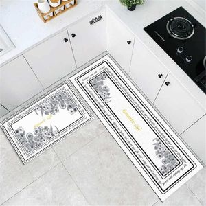 Tapis moderne noir blanc Floral tapis coureur tapis de chevet nordique cuisine ensemble bain salle de bain décoration paillasson tapis d'entrée