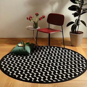 Tapijten modern zwart wit gestreepte ronde tapijt zitkamer slaapkamer stoel skid vloermat