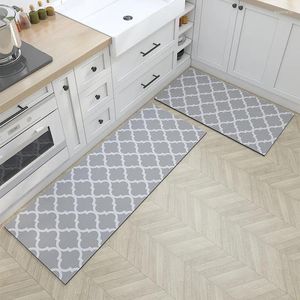 Carpets moderne Brief Pu Kitchen Mat Nordic Design Long Carpet Home Entrance / Halway Porte-glissement Tapis de salle de bain sans glissement étanche