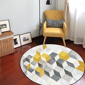 Tapijten Moderne mode Scandinavische stijl gele geometrisch groen grijs rond decoratief tapijtgebied vloerkleed voetdeur hangende mandmat