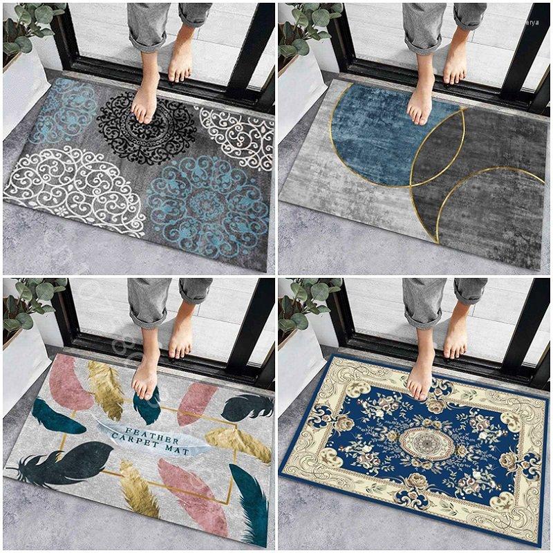 Alfombras geometría moderna alfombra de entrada antideslips de puertas abstractas abstractas franela suave pasillo de baño exterior alfombra decoración del hogar