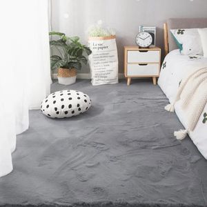 Tapis Moderne décor à la maison tapis de lapin artificiel salon doux moelleux tapis en peluche enfants chambre tapis antidérapant fausse fourrure tapis gris 231207