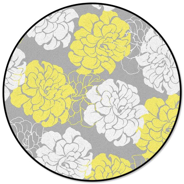 Tapis moderne maison décorative tapis rond pivoine plante de fleur de fleur jaune