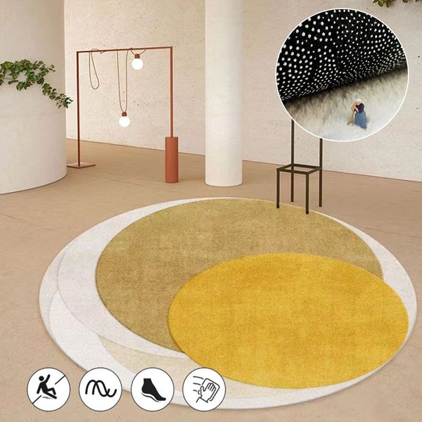 Tapis Moderne Lumière De Luxe Ronde Tapis Salon Tapis Étude Chambre Tapis Décor À La Maison Doux Antidérapant Table Tapis Chambre Décoration Adolescent Tapis 230803